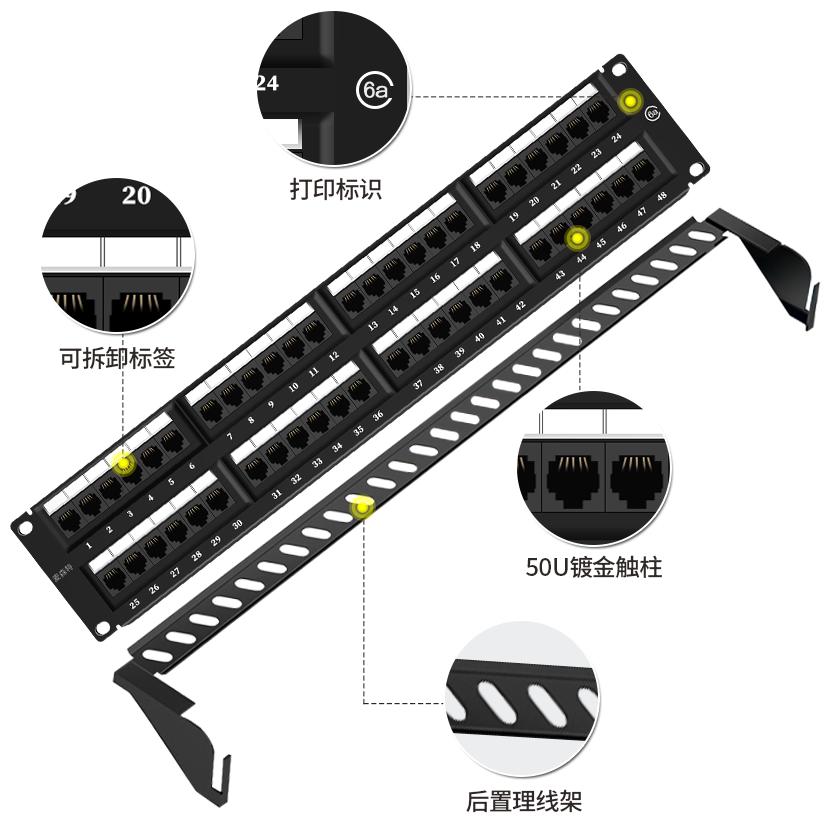 MC2805-648(六類網(wǎng)絡款48口)細節(jié)處理打印標識，標簽等